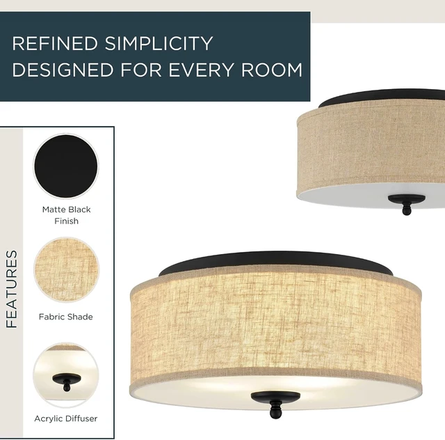 Alt view image 2 of 7 - Quoizel Blanche 16" Flush Mount Ceiling Light, Matte Black