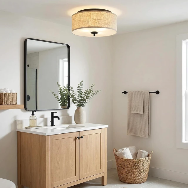 Alt view image 7 of 7 - Quoizel Blanche 16" Flush Mount Ceiling Light, Matte Black