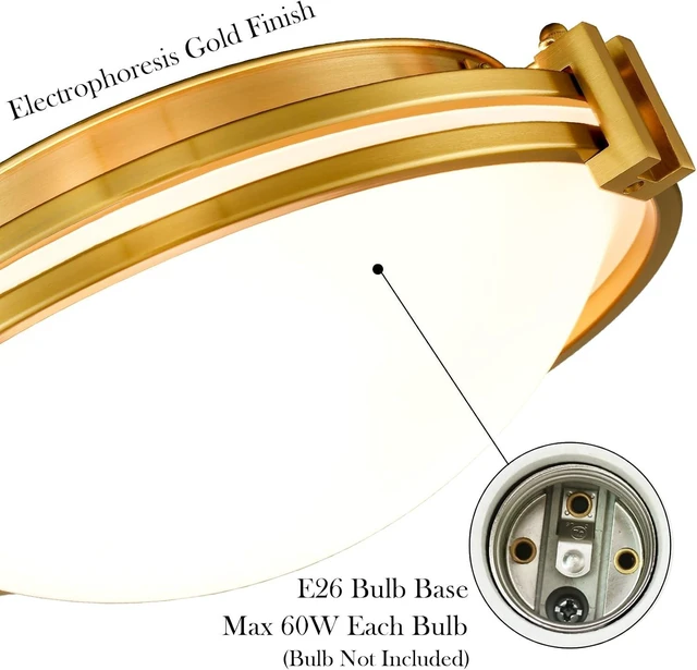 Alt view image 3 of 7 - Modern Gold Flush Mount Ceiling Light with Milk Glass Shade 12"