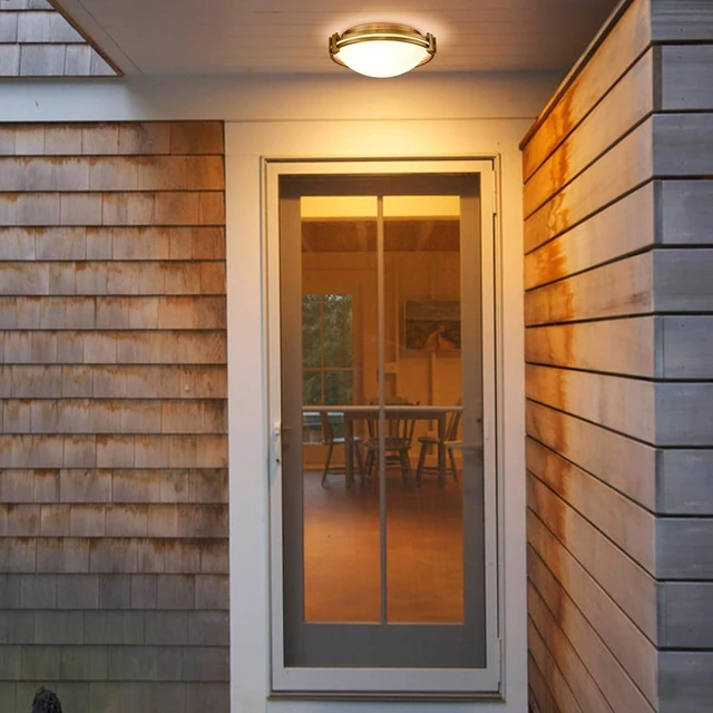 Alt view image 4 of 7 - Modern Gold Flush Mount Ceiling Light with Milk Glass Shade 12"