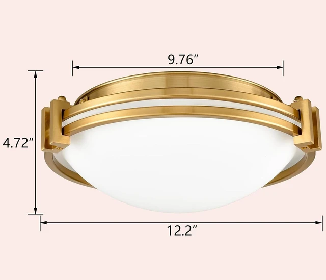 Alt view image 5 of 7 - Modern Gold Flush Mount Ceiling Light with Milk Glass Shade 12"