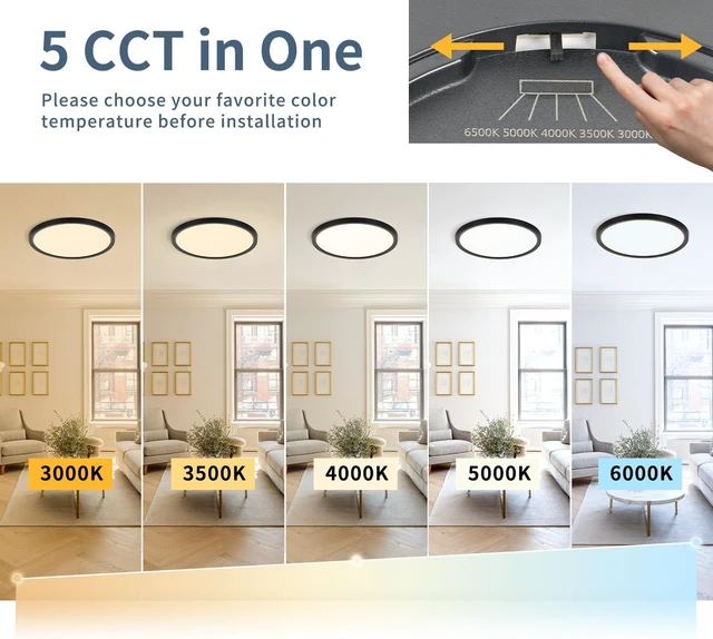 Alt view image 2 of 7 - 15 Inch LED Flush Mount Ceiling Light, 32W Dimmable & 5CCT 3000K-6500K
