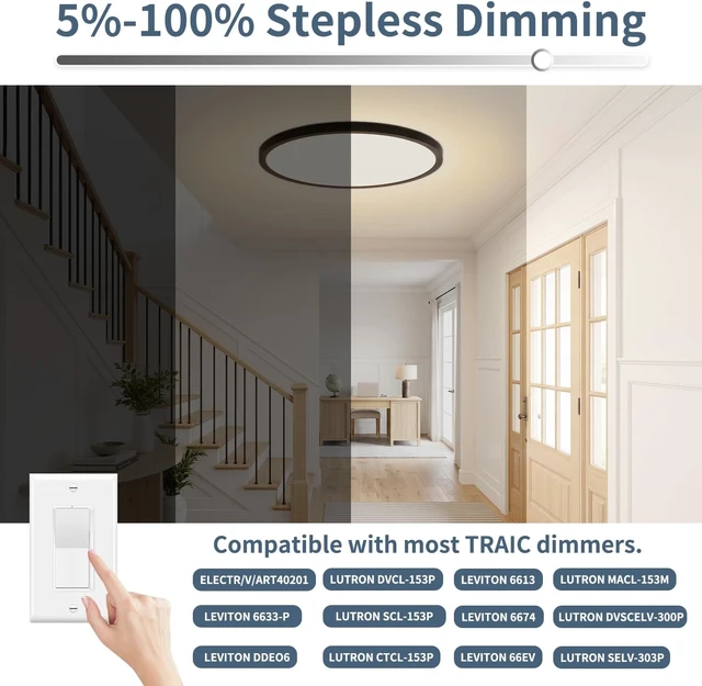 Alt view image 3 of 7 - 15 Inch LED Flush Mount Ceiling Light, 32W Dimmable & 5CCT 3000K-6500K