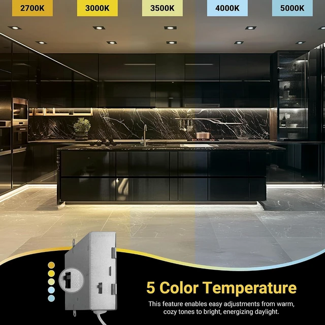 Alt view image 6 of 7 - NUWATT 3 Inch Black Square Gimbal LED Recessed Lights CCT 2700K-5000K, 4 PK