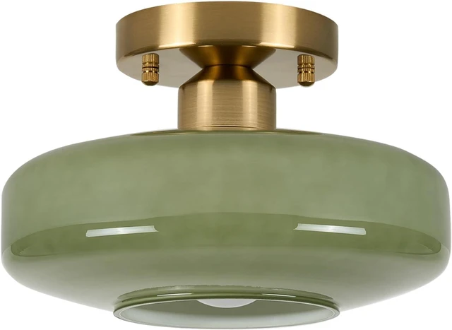 Main image of Modern Ceiling Light,10.24 inch,Sage Green Milk Glass Shade