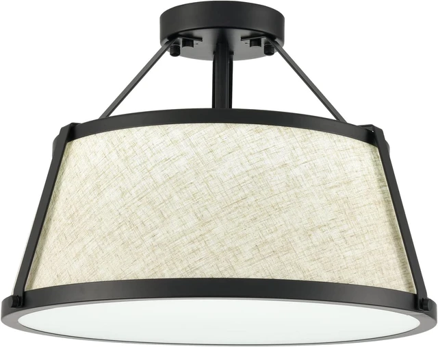 Main image of Drum Flush Mount Ceiling Light Black Finish Dimmable LED
