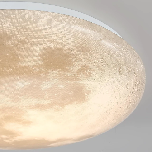 Alt view image 2 of 7 - Flush Mount Fixture Ceiling Light 15" 3D Moon Surface 5CCT Adjustable 30W LED for Bedroom, Nursery