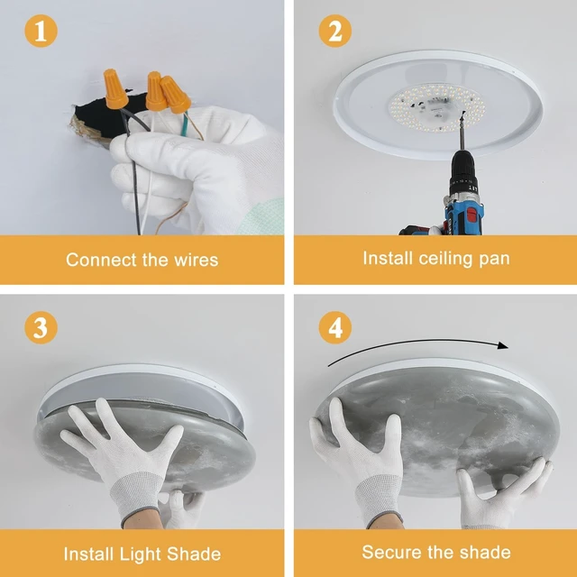 Alt view image 6 of 7 - Flush Mount Fixture Ceiling Light 15" 3D Moon Surface 5CCT Adjustable 30W LED for Bedroom, Nursery