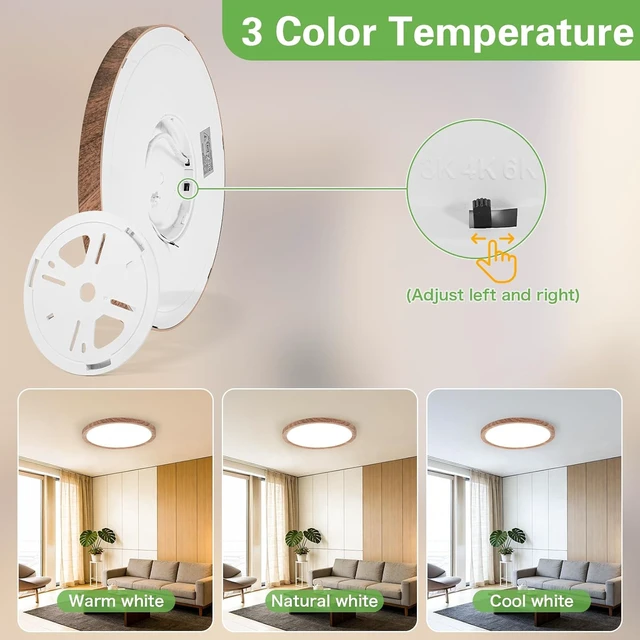Alt view image 3 of 7 - Kimjo 12 Inch 24W Flush Mount Flat Ceiling Light, 3 Color Temperature