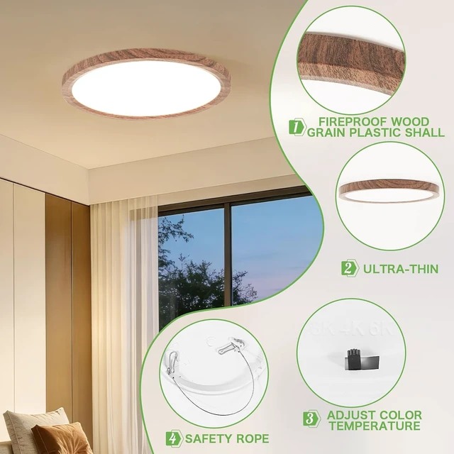 Alt view image 4 of 7 - Kimjo 12 Inch 24W Flush Mount Flat Ceiling Light, 3 Color Temperature
