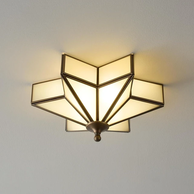 Main image of Star Brass Ceiling Light - 12.2 In Small Black Milk Glass Flush Mount