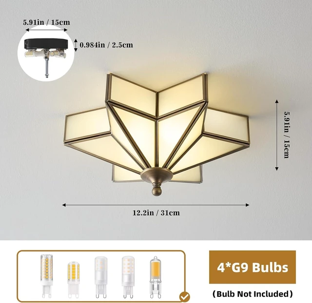 Alt view image 2 of 7 - Star Brass Ceiling Light - 12.2 In Small Black Milk Glass Flush Mount
