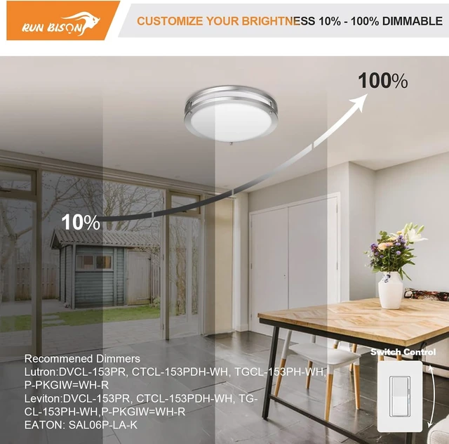 Alt view image 4 of 6 - 18IN Double Ring LED Flush Mount Ceiling Light Fixture, 28W, 2200LM, with 5CCT 2700K-5000K Adjustable, Dimmable Modern Ceiling Light for Bedroom, Kitchen, ETL Listed - 1PK