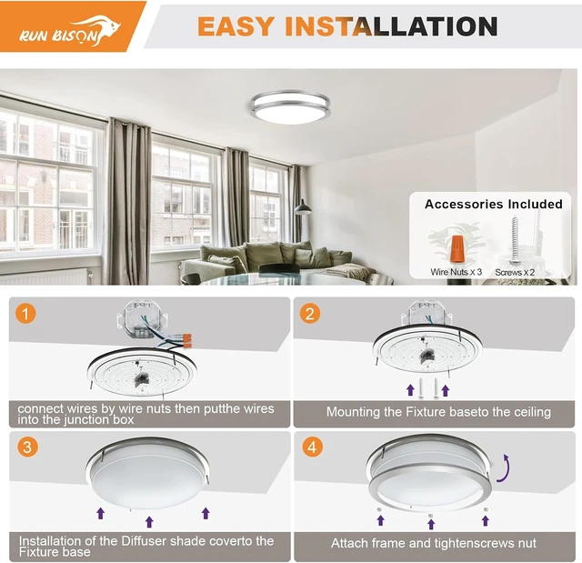 Alt view image 6 of 6 - 18IN Double Ring LED Flush Mount Ceiling Light Fixture, 28W, 2200LM, with 5CCT 2700K-5000K Adjustable, Dimmable Modern Ceiling Light for Bedroom, Kitchen, ETL Listed - 1PK