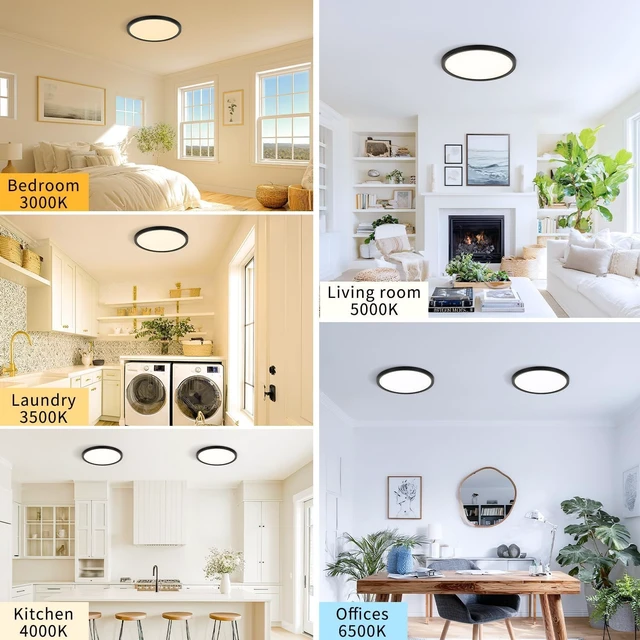 Alt view image 2 of 7 - 4 Pack 8.6 Inch LED Flush Mount Ceiling Light,ETL,18W,1822LM,5CCT(Black)