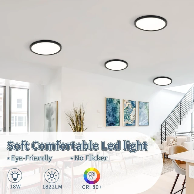 Alt view image 4 of 7 - 4 Pack 8.6 Inch LED Flush Mount Ceiling Light,ETL,18W,1822LM,5CCT(Black)