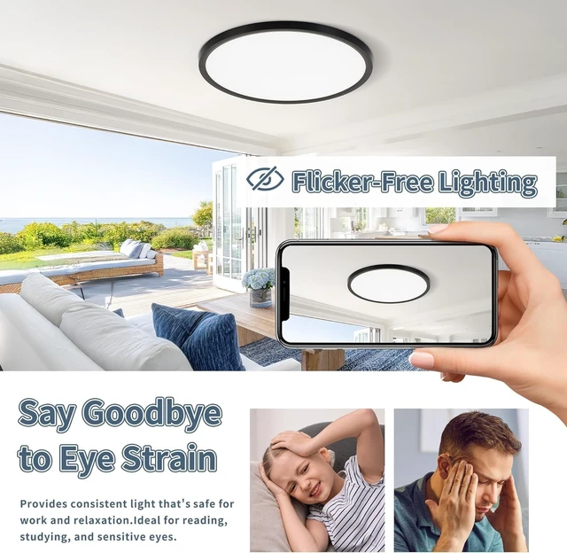 Alt view image 6 of 7 - 4 Pack 8.6 Inch LED Flush Mount Ceiling Light,ETL,18W,1822LM,5CCT(Black)