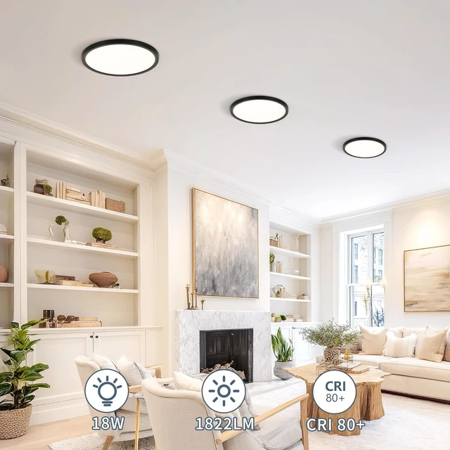 Alt view image 5 of 7 - 4 Pack 8.6 Inch LED Flush Mount Ceiling Light,ETL,18W,1822LM,5CCT(Black)