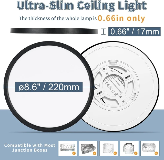 Alt view image 7 of 7 - 4 Pack 8.6 Inch LED Flush Mount Ceiling Light,ETL,18W,1822LM,5CCT(Black)