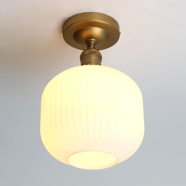 Alt view image 7 of 7 - Pathson Vintage Flush Mounted Ceiling Light with Milk White Glass