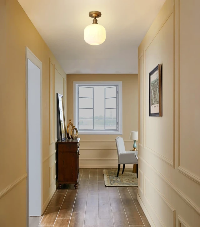 Alt view image 2 of 7 - Pathson Vintage Flush Mounted Ceiling Light with Milk White Glass