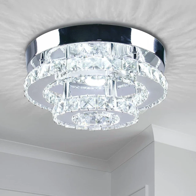 Main image of 9.8" 2-Tier Crystal Flush Mount Ceiling Light LED Cool White