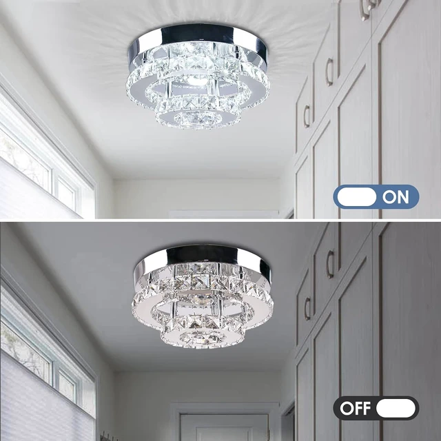 Alt view image 3 of 7 - 9.8" 2-Tier Crystal Flush Mount Ceiling Light LED Cool White