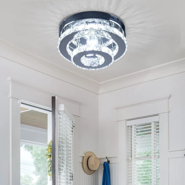 Alt view image 5 of 7 - 9.8" 2-Tier Crystal Flush Mount Ceiling Light LED Cool White