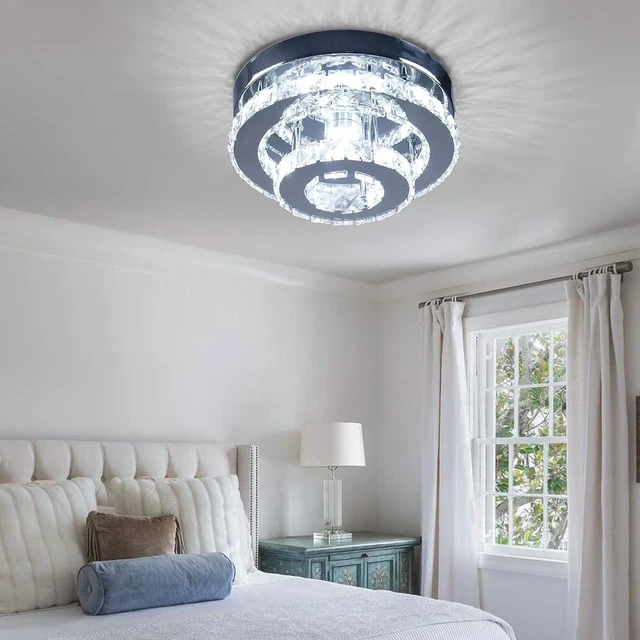 Alt view image 6 of 7 - 9.8" 2-Tier Crystal Flush Mount Ceiling Light LED Cool White