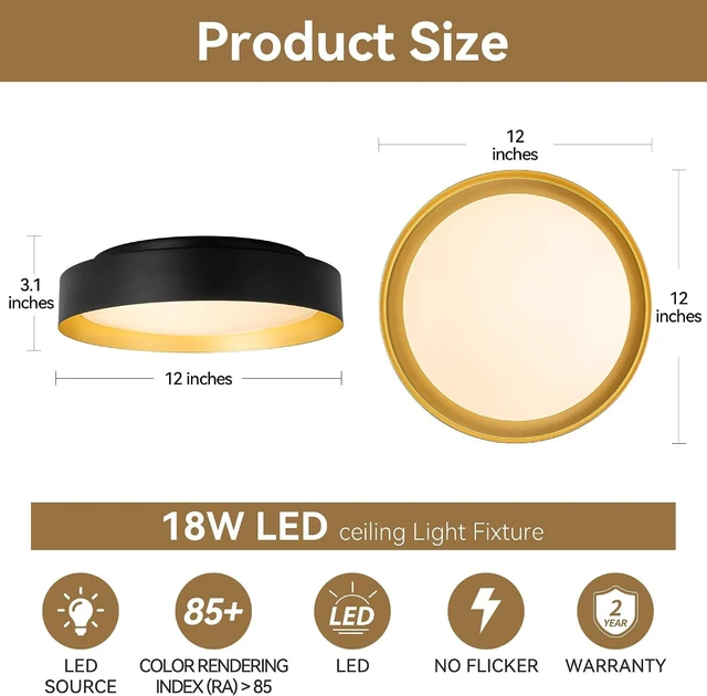 Alt view image 7 of 7 - 12" Flush Mount Ceiling Light, LED Dimmable Ceiling Light