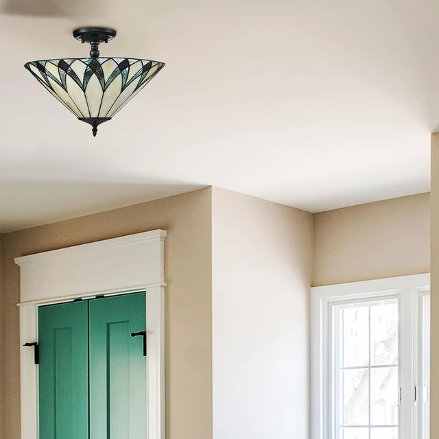 Alt view image 4 of 7 - Tiffany Semi Flush Mount Ceiling Light 16.1-Inch