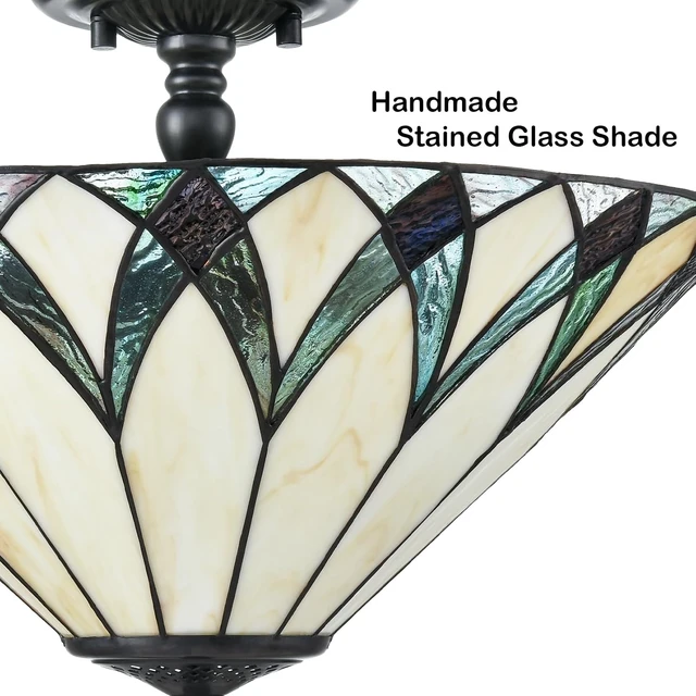 Alt view image 5 of 7 - Tiffany Semi Flush Mount Ceiling Light 16.1-Inch