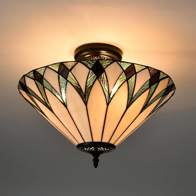 Alt view image 7 of 7 - Tiffany Semi Flush Mount Ceiling Light 16.1-Inch