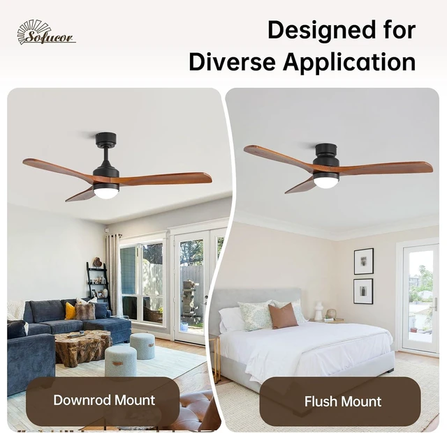 Alt view image 4 of 7 - Sofucor 52" Smart Ceiling Fan with Lights and Remote Solid Wood