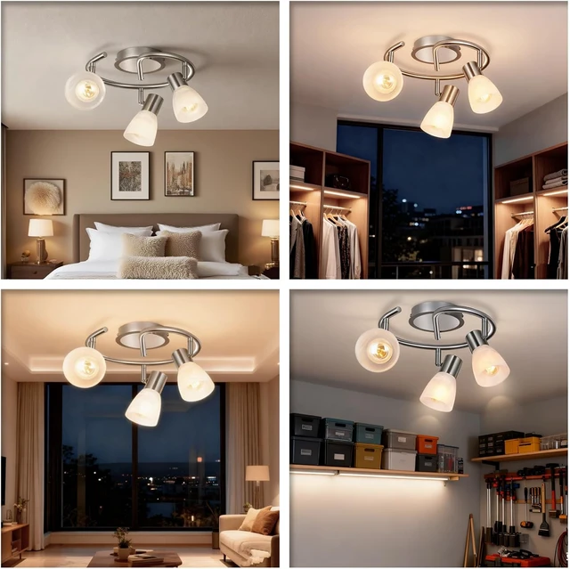 Alt view image 6 of 7 - HiBay 3-Light Adjustable LED Track Spot Lights Round Ceiling Fixture