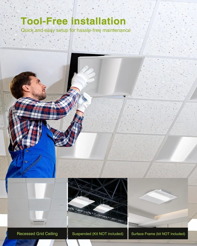 Alt view image 5 of 7 - YXL 2x4 LED Troffer Light, 5CCT Switch LED Drop in Ceiling Light for Dropped Ceiling, 9720/8100/6750/5400/4050 Adjustable Lumens, 6500/5000/4000/3500/3000K Color Temperature, Dimmable 0-10V,ETL