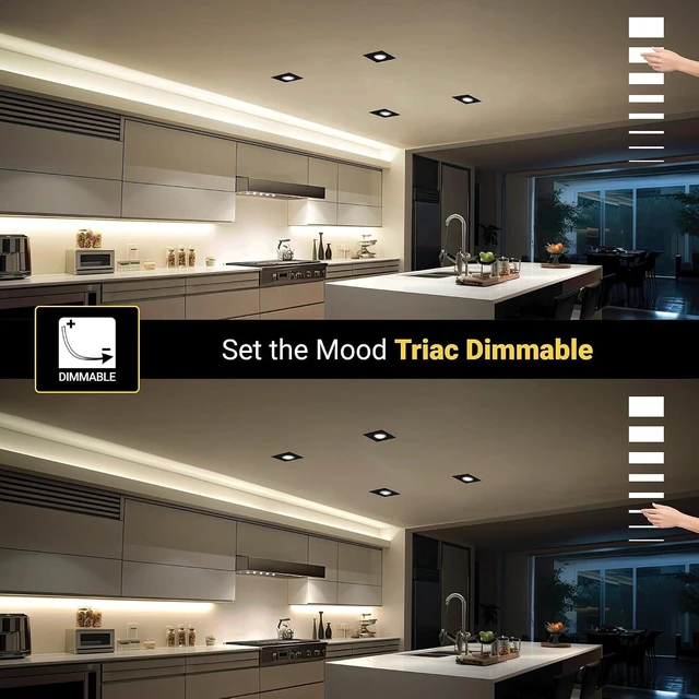 Alt view image 7 of 7 - NUWATT 3 Inch Black Square Gimbal LED Recessed Lights CCT 2700K-5000K, 4 PK