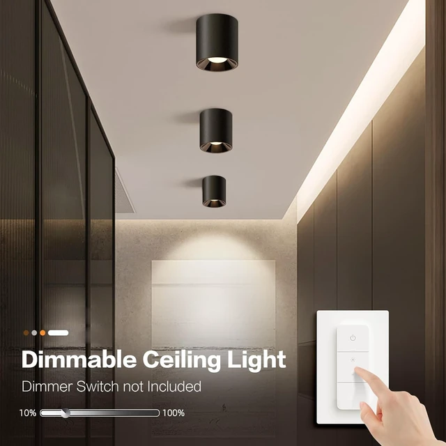 Alt view image 4 of 7 - OKELI Modern LED Ceiling Light Fixture Flush Mount COB 20W 4000K Cylinder Ceiling Lights, Dimmable Hallway Lighting Fixtures Ceiling Lamps for Living Room Bedroom Kitchen