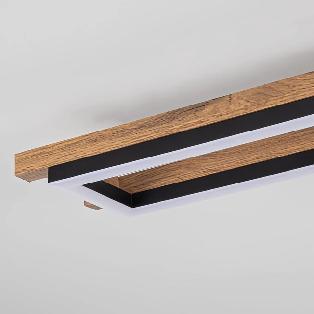 Alt view image 6 of 7 - Lingkai 39.3" LED Modern Ceiling Lights Wooden Square Rectangular Lamp Fixture Wood, Modern Kitchen Ceiling Lighting Fixtures 3000K for Island Bedroom Living Room Hallways