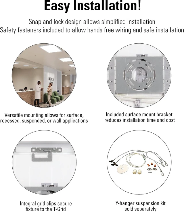 Alt view image 7 of 7 - Metalux 1x2 LED Panel Light, Multi-Mount, 5 CCT, 0-10V Dimmable, 90 CRI