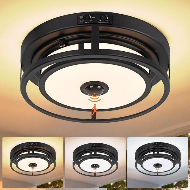 Alt view image 2 of 7 - LED Motion Sensor Outdoor Ceiling Light Flush Mount Porch Ceiling Light