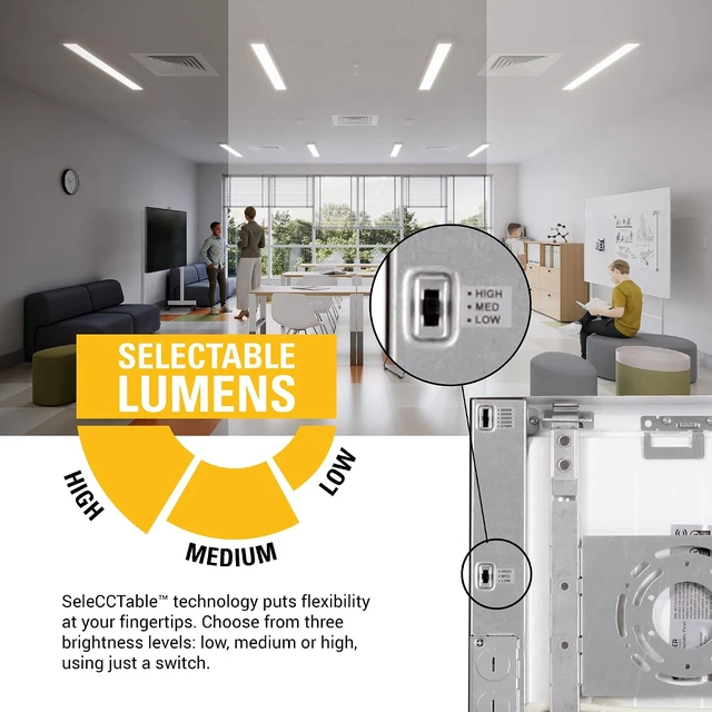 Alt view image 6 of 7 - Metalux 1x2 LED Panel Light, Multi-Mount, 5 CCT, 0-10V Dimmable, 90 CRI