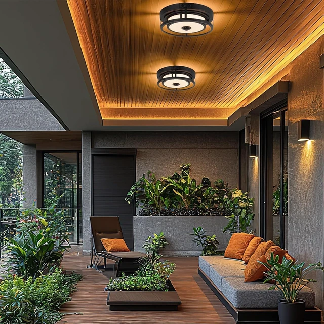 Alt view image 5 of 7 - LED Motion Sensor Outdoor Ceiling Light Flush Mount Porch Ceiling Light