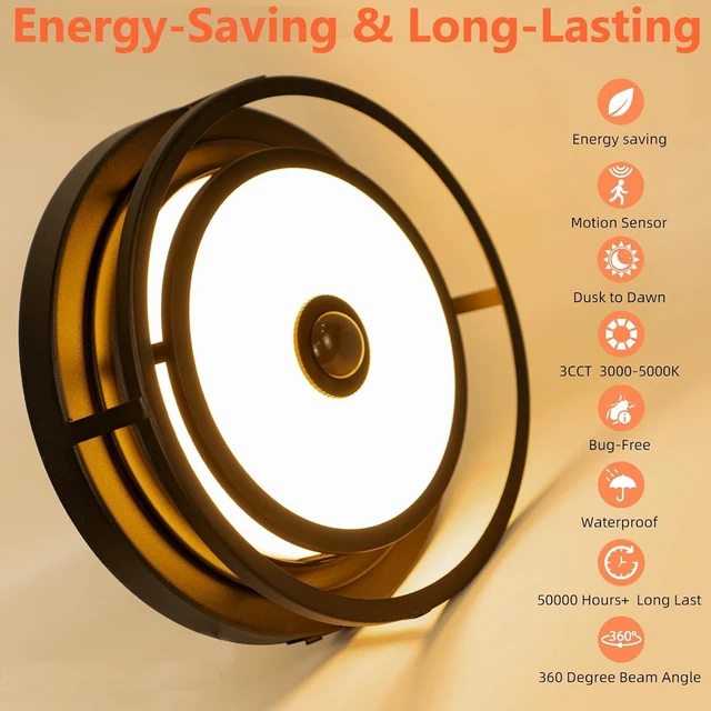 Alt view image 7 of 7 - LED Motion Sensor Outdoor Ceiling Light Flush Mount Porch Ceiling Light