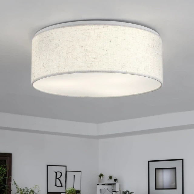 Main image of Luupyia 3-Lights Drum Ceiling Light Fixture 12.6 Inches, Vintage Unique Semi Flush Mount Ceiling Lighting with Fabric Drum Shade, Farmhouse Chandeliers for Bedroom, Hallway, Entry, Foyer E26 60W