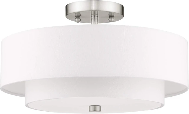 Alt view image 2 of 7 - Livex Lighting 51044-91 Flush Mount, Brushed Nickel