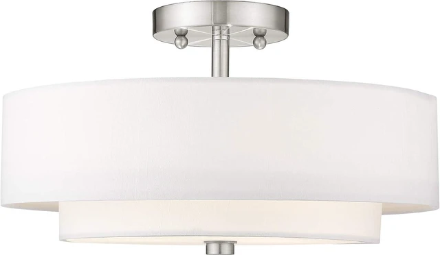 Alt view image 3 of 7 - Livex Lighting 51044-91 Flush Mount, Brushed Nickel