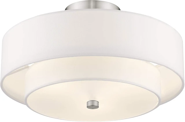 Alt view image 4 of 7 - Livex Lighting 51044-91 Flush Mount, Brushed Nickel