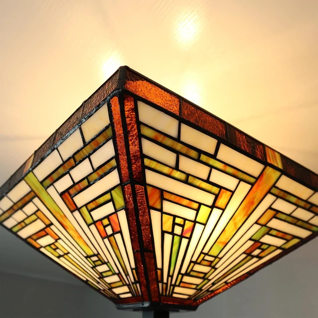 Alt view image 6 of 7 - SAMTEEN 3-Light Tiffany Semi Flush Mount Light Stained Glass Light Fixtures