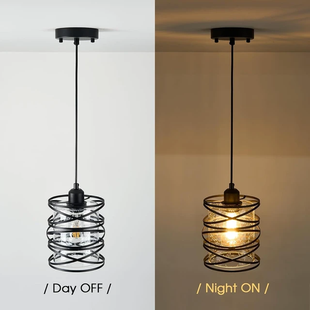 Alt view image 4 of 7 - 1-Pack Pendant Light Fixtures 6.3Inch Black Spiral Kitchen Island Light